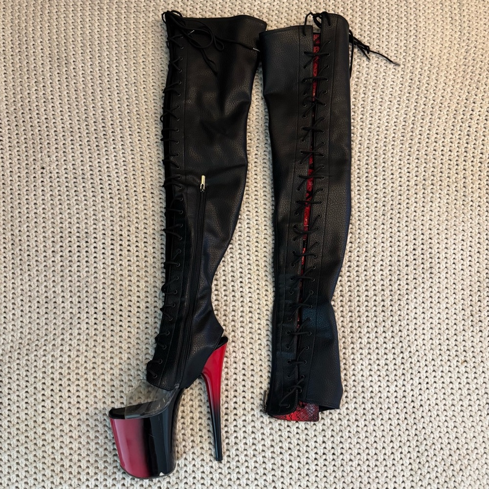 Pole Dance. Leather Glove for sandals to make them Thigh-High Boots